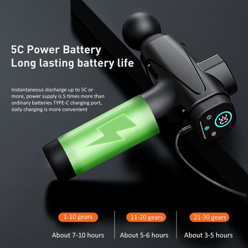 30 Speed Massage Gun - Sports Vibration LCD Booster Percussion Muscle Fascia Tool