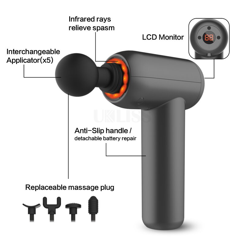 Red Light Fascia Gun - Muscle Treatment LED Display Rechargeable Infrared Powerful Tool