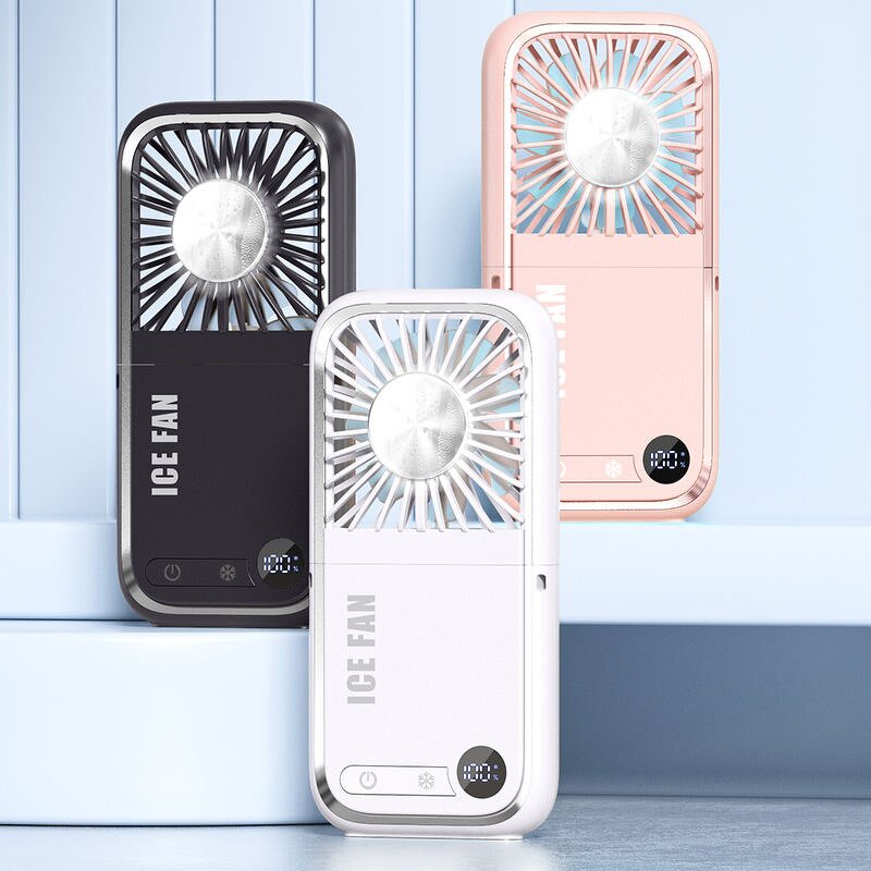 USB Handheld Fan - Mini Cooler Built-in Cable Folding Desktop Power Bank Tool