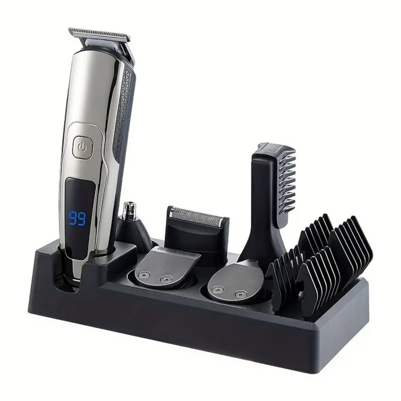 6-in-1 Hair Trimmer - USB Charging Beard Body Nose Ears LCD Monitor Grooming Set
