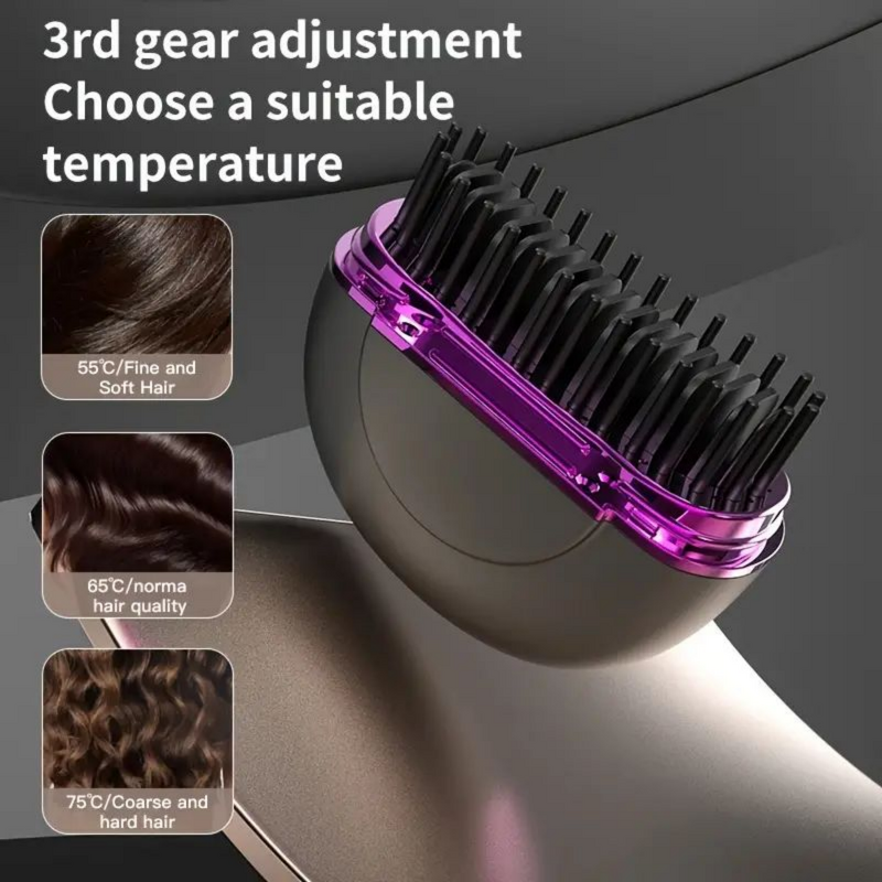 Mini Hair Straightener - Portable Cordless Brush Wireless Straightening Styling Tool