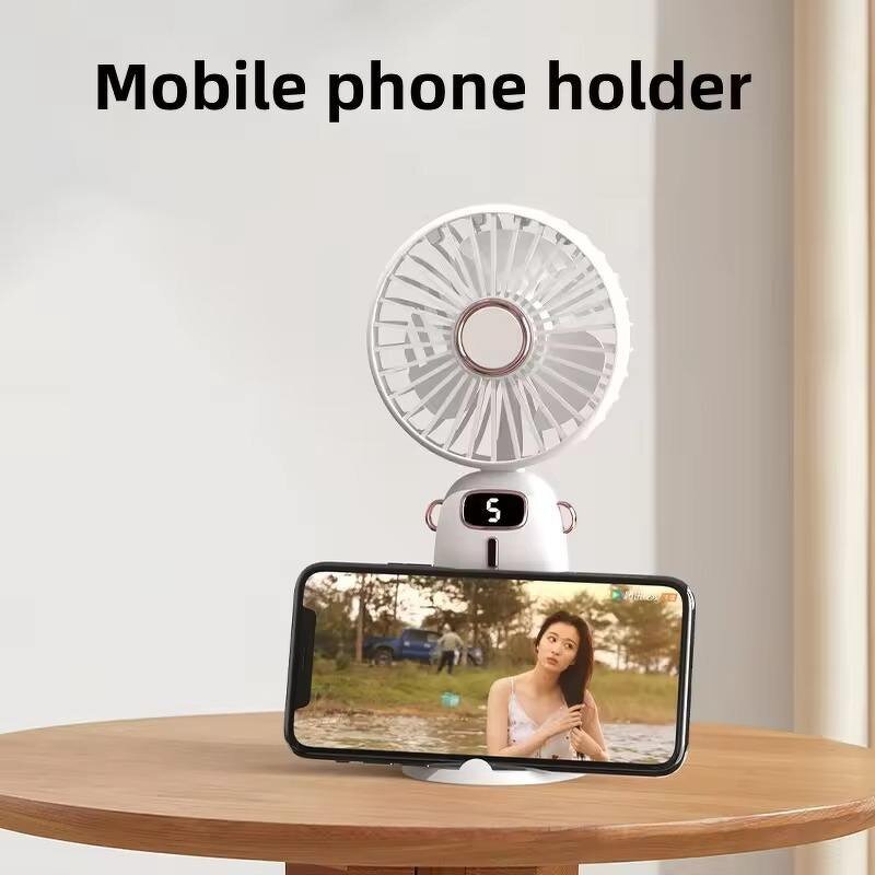 Hanging Neck Fan - Charging Phone Holder Digital Display Portable Outdoor USB Tool