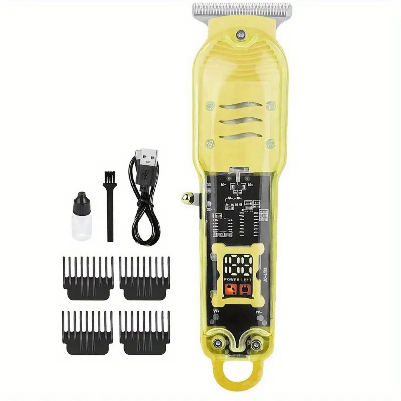 Electric Hair Clippers - Cordless LCD Display Waterproof Beard Nose Mens Grooming Kit