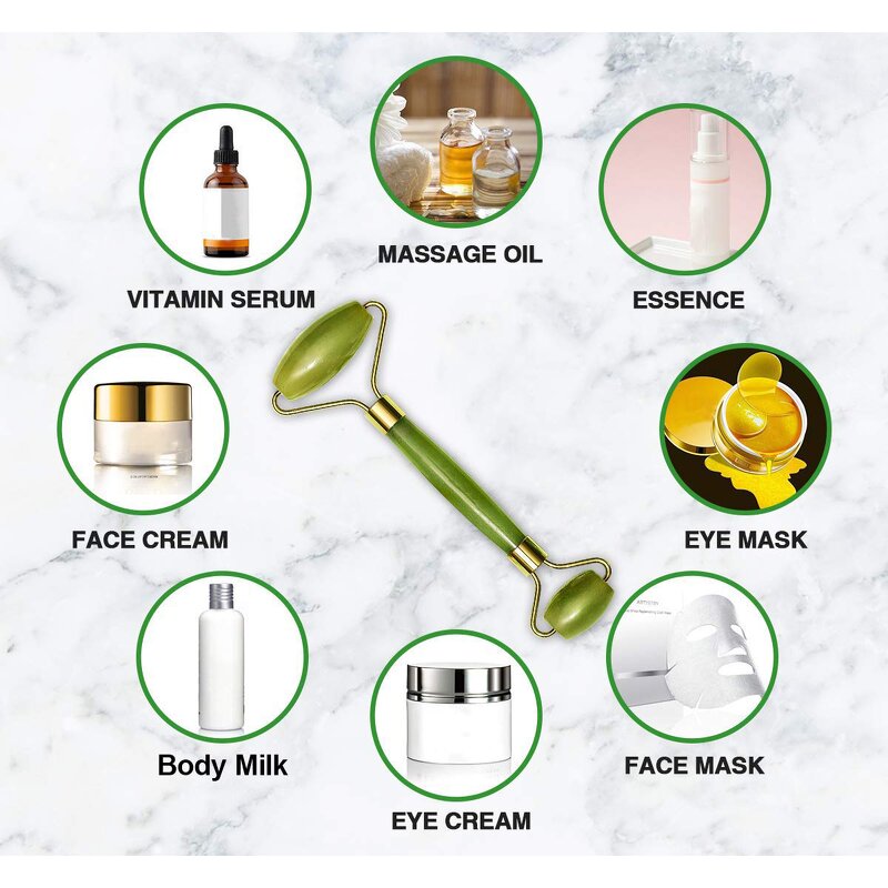 Green Jade Face Roller - Versatile Massager for Face Body Head Neck Care