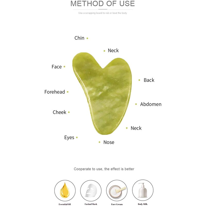 Green Jade Gua Sha Board - Custom Facial Body Scraping Massage Beauty Tool