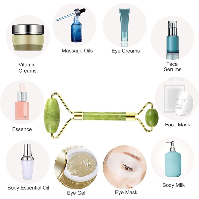 Green Jade Roller Gua Sha Set - Whitening Facial Massager Home Commercial Use