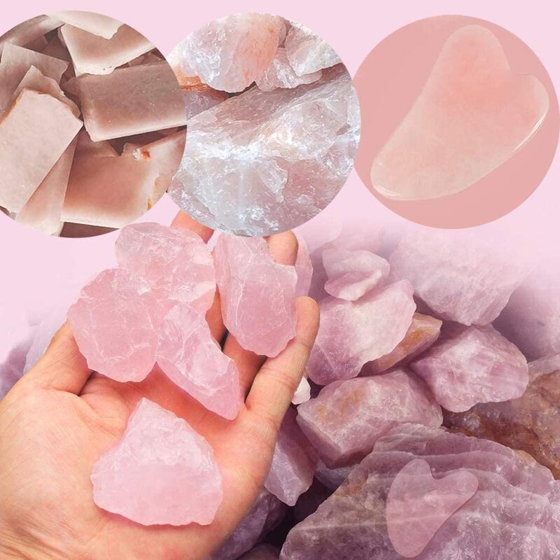 Rose Quartz Gua Sha Board - Pink Jade Stone Scraping Beauty Personal Care Tool