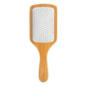 Round Wooden Hair Brush - Professional Laser Bamboo Metal Pin Scalp Massage Tool