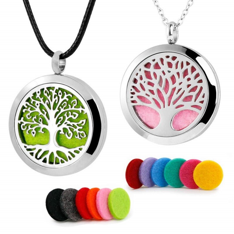 Aromatherapy Necklace Diffuser - Stainless Steel Hollow Tree Design Gift Tool