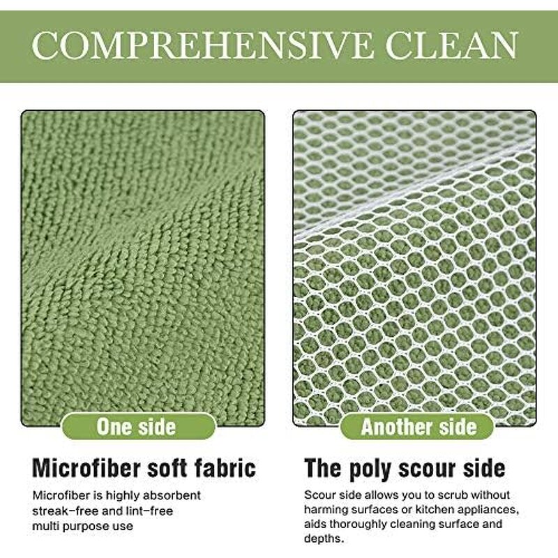 Microfiber Cleaning Cloth - 12x12 Inch Kitchen Dish Rag Scouring 5 Color Tool