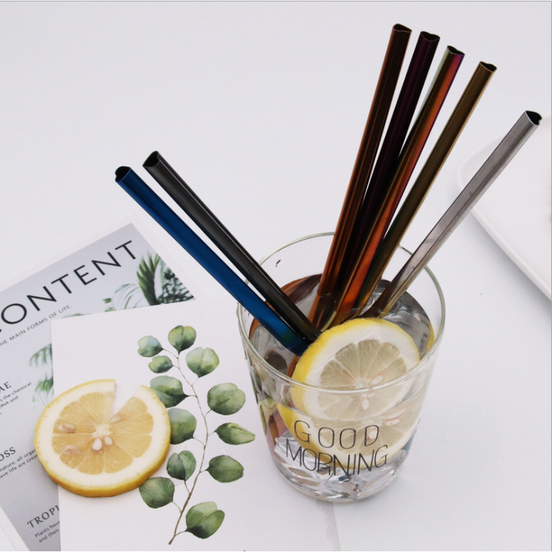 Metal Drinking Straw - Custom Logo Heart-Shaped Stainless Steel Brush Bag Tool