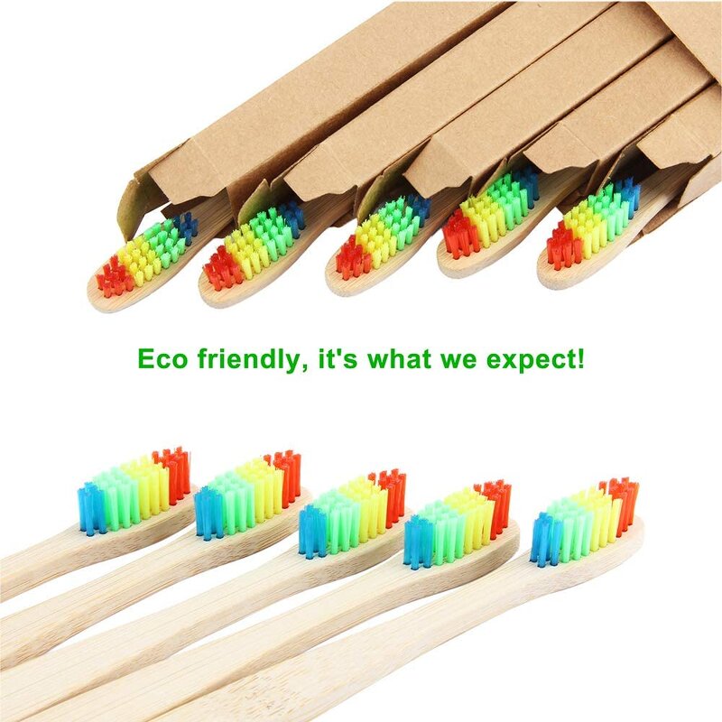 Bamboo Toothbrush - 100% Biodegradable Rainbow Eco-Friendly Dental Tool