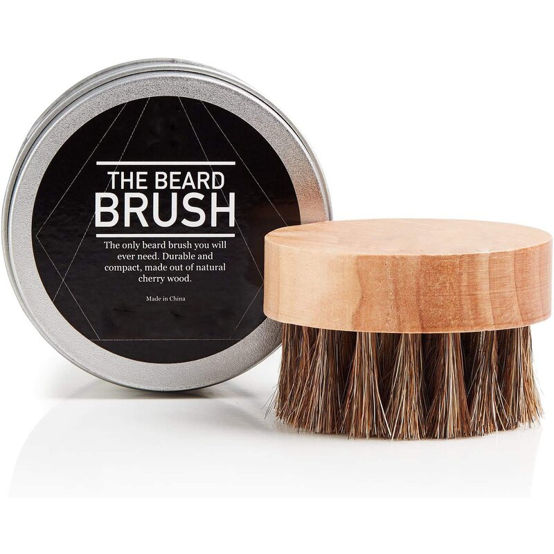 Men Shaving Kit - Boar Bristle Beard Brush and Cream Grooming Set
