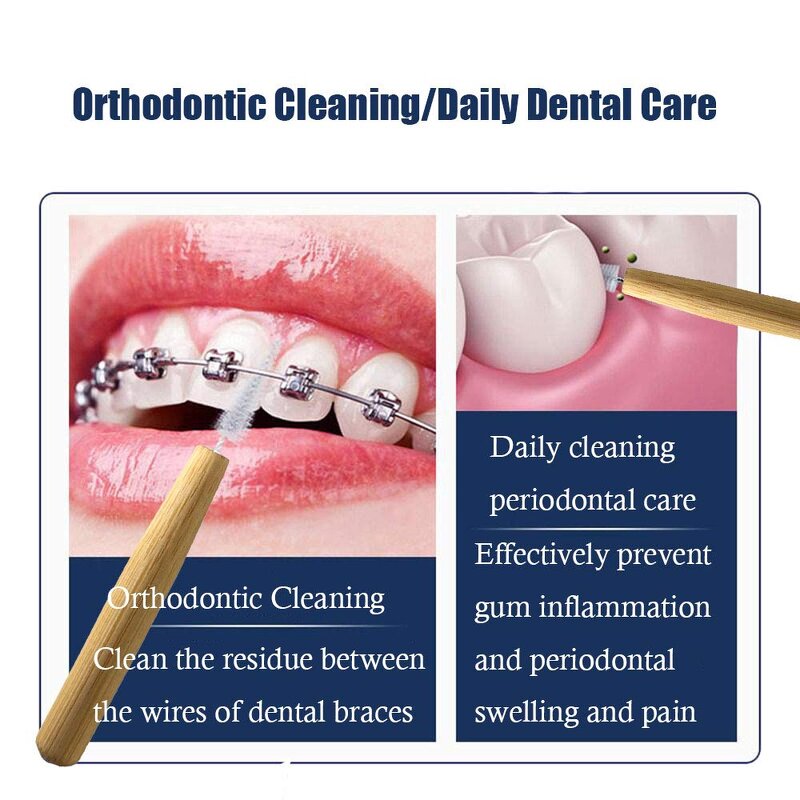 Bamboo Interdental Brush - Eco-Friendly Handle Dental Floss Teeth Cleaning Tool