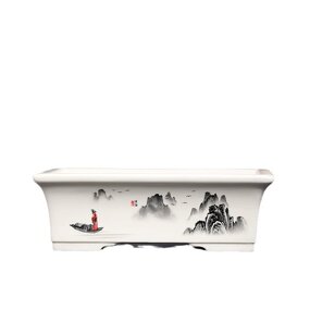 Ceramic Bonsai Pot - Indoor Ink Landscape Painting Flower Planter Decor Tool