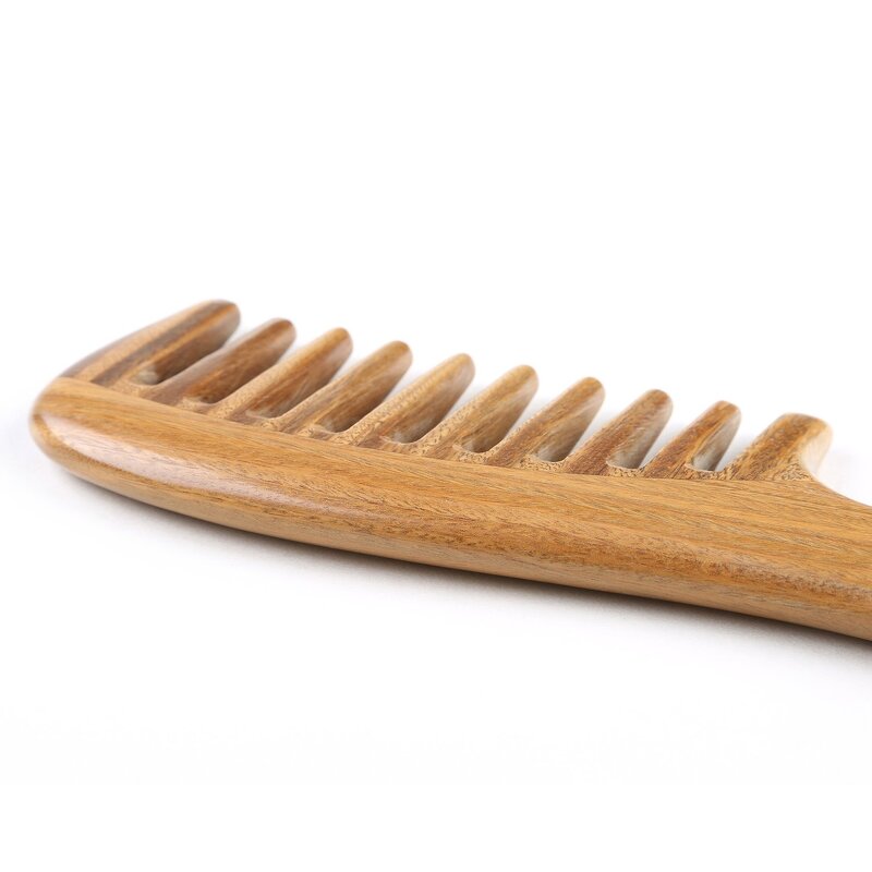 Sandalwood Hair Comb - Green Wooden Hotel Grooming Tool Custom Logo