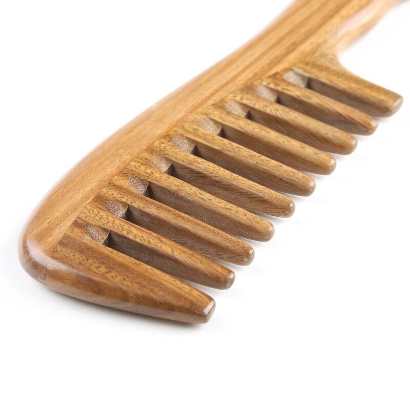 Sandalwood Hair Comb - Green Wooden Hotel Grooming Tool Custom Logo