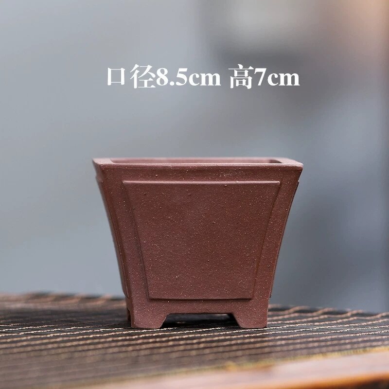 Yixing Purple Clay Pot - Rectangular Breathable Bonsai Flower Planter Tool