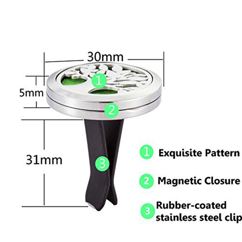 Car Air Freshener - 30mm Stainless Steel Vent Clip Essential Oil Diffuser