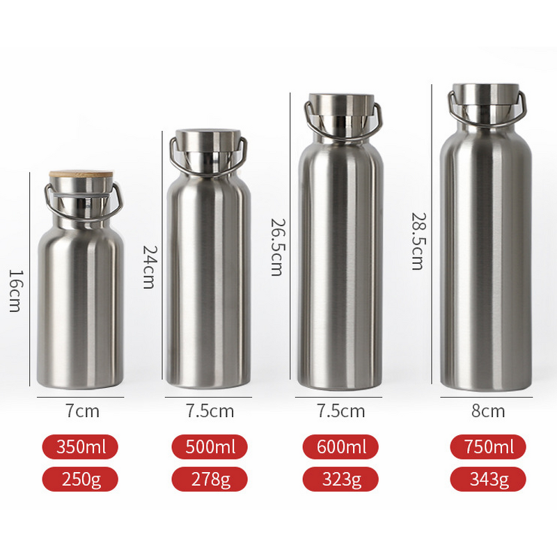 Stainless Steel Bottle - Insulated Water Container with Bamboo Lid Drinkware