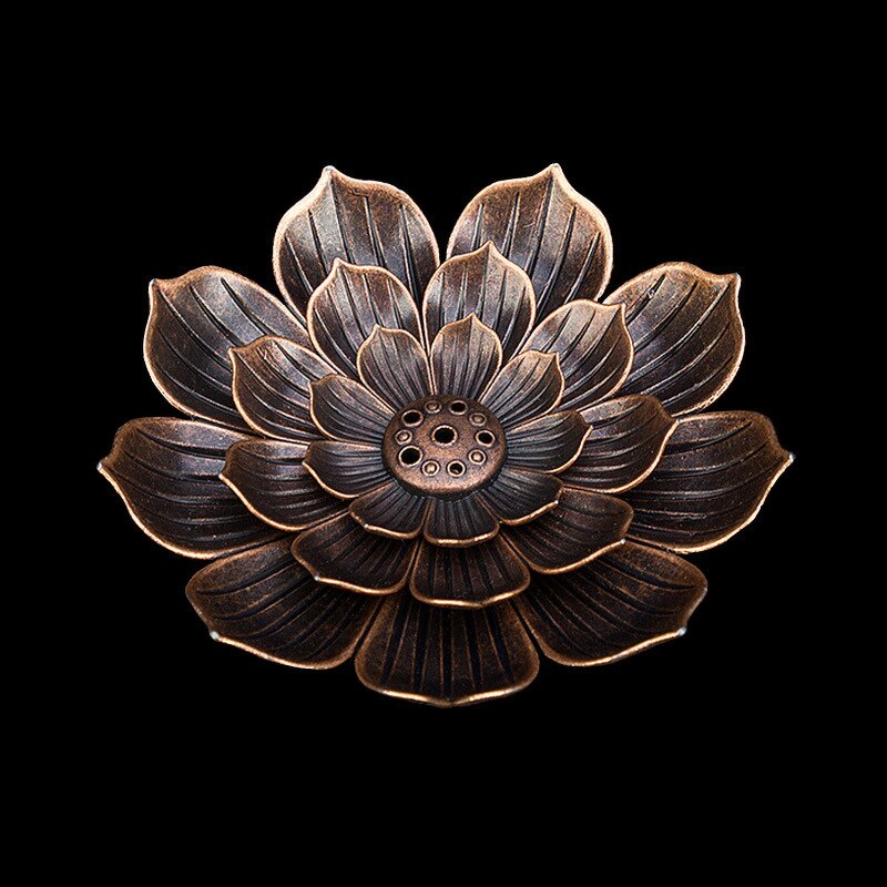Metal Lotus Incense Burner - Detachable Stick Holder Home Aromatherapy Diffuser