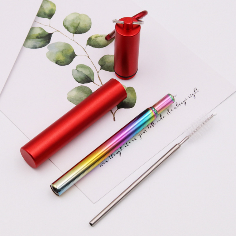 Telescopic Straw Set - Aluminum Case Stainless Steel Reusable Bar Accessory