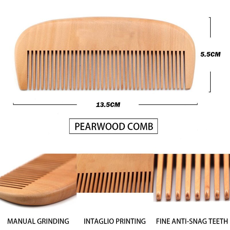 Pear Wood Comb - Custom Logo Home Use Hair Beard Grooming Styling Tool