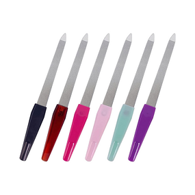 Metal Nail File Set - 6pcs Diamond Sapphire Grit Non-Slip Handle Sword Tool