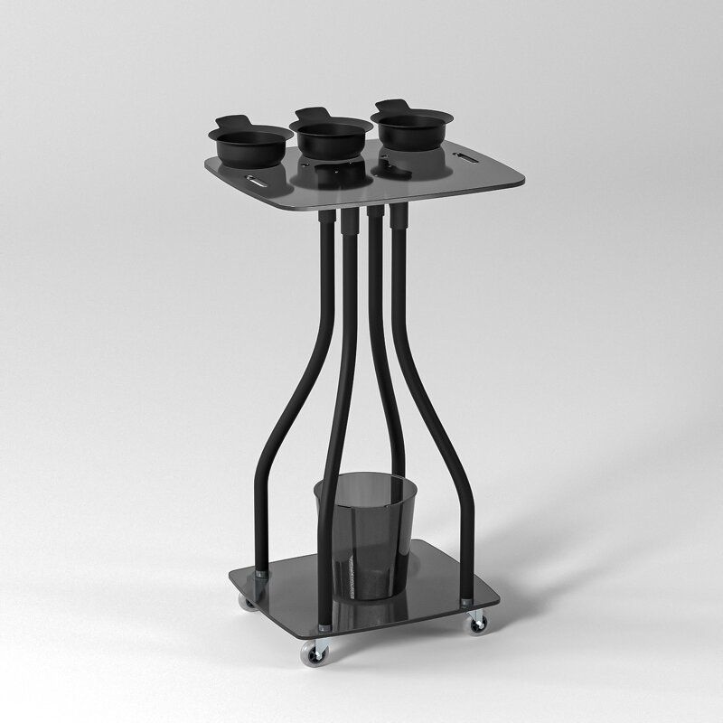 Acrylic Salon Cart - Single-Tier Dye Bowl Tray Sustainable Beauty Trolley