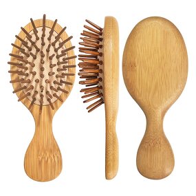 Bamboo Hair Brush Set - Women Mini Paddle Detangling Sustainable Beauty Tool