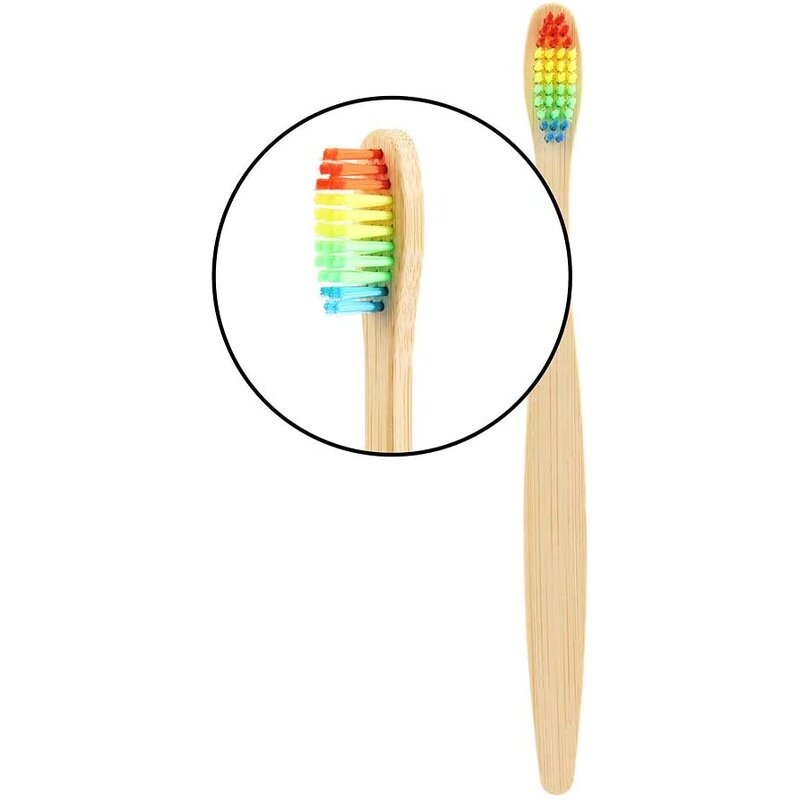 Bamboo Toothbrush - 100% Biodegradable Rainbow Eco-Friendly Dental Tool