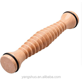 Wooden Foot Massager - Natural Ribbed Roller Body Massage Stick Organic Tool