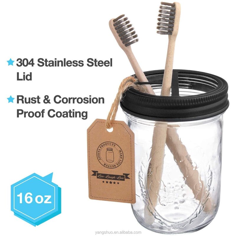 Glass Bathroom Set - 4-Piece Eco-Friendly Soap Dispenser Jar Home Decor Tool