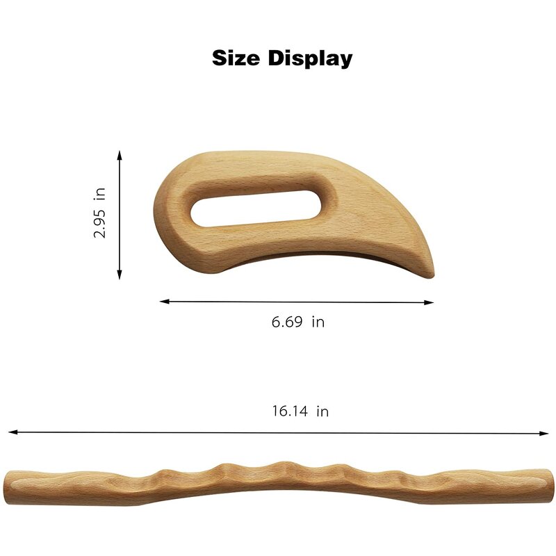 Wooden Gua Sha Set - 2 Pcs Therapy Massage Board Hammer Body Scraping Tool