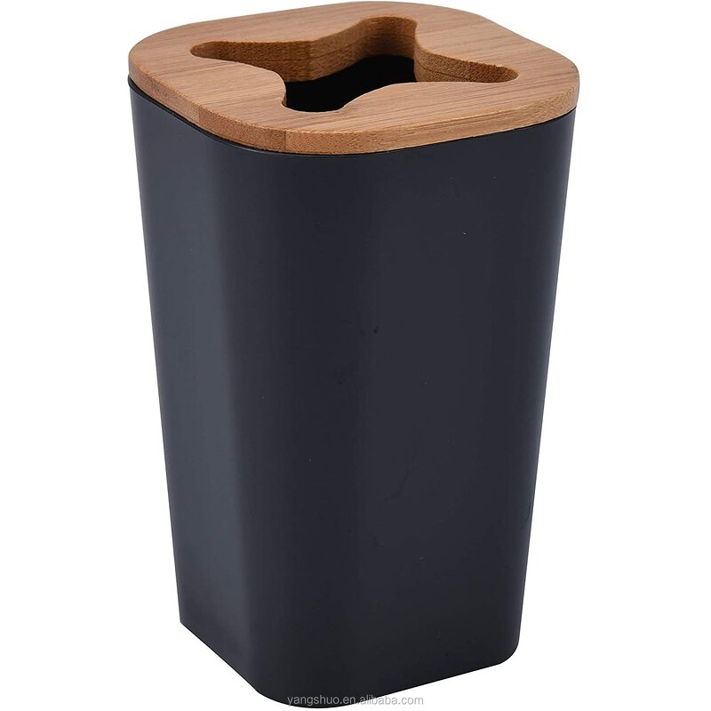 Bathroom Accessory Set - 6-Piece Plastic Wooden Hotel Home Storage Tool