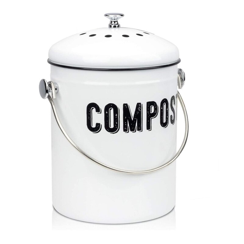 Stainless Steel Compost Bin - Eco-Friendly Kitchen Countertop Recycling Pail Tool