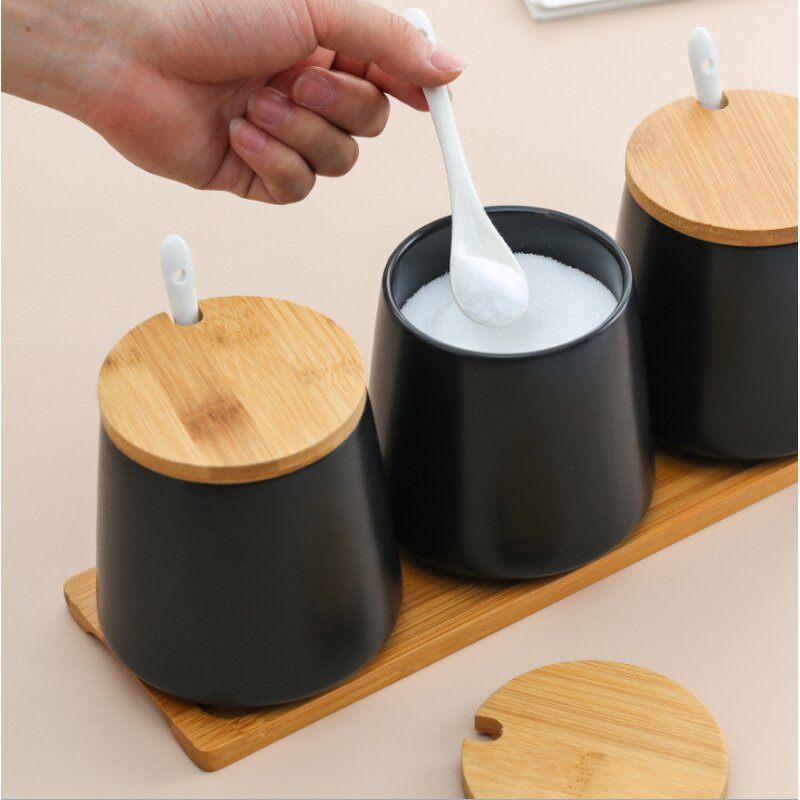 Ceramic Spice Jar Set - Modern Style Kitchen Spice Organizing Storage Tool