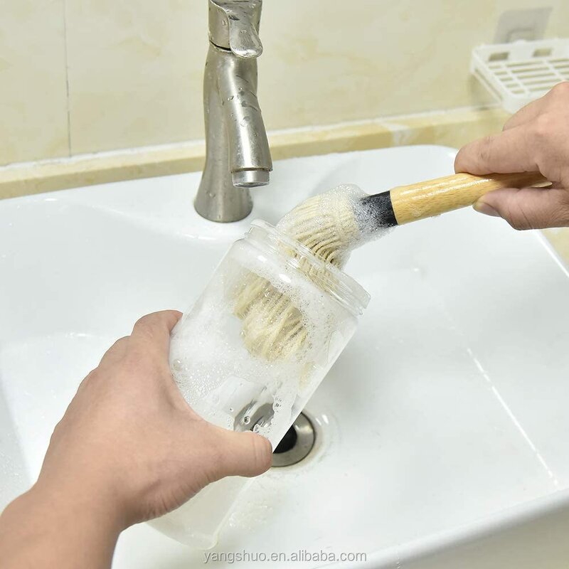 BBQ Mop Brush - Long Wooden Handle Cotton Fiber Head Oil Sauce Basting Tool