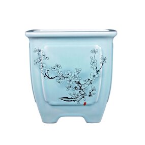 Chinese Ceramic Bonsai Pot - Large Rectangular Drainage Saucer Indoor Outdoor Tool