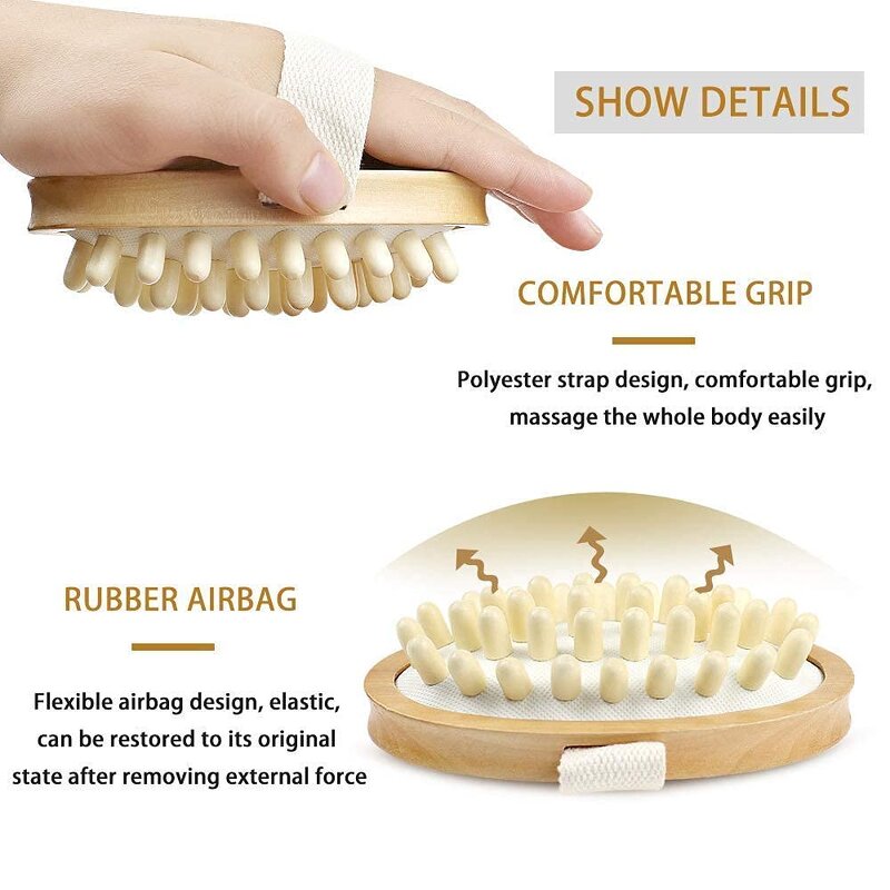 Wooden Body Brush - Natural Wood Ball Bath Shower Massage Spa Tool