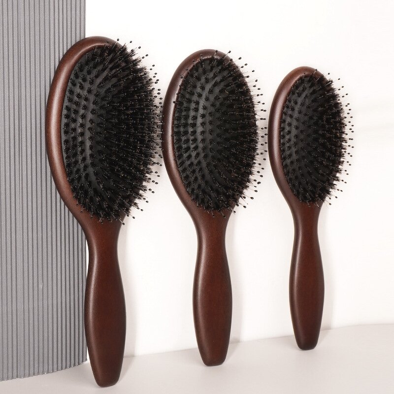 Large Paddle Hairbrush - Portable Wooden Bristle Dry Hair Sustainable Tool