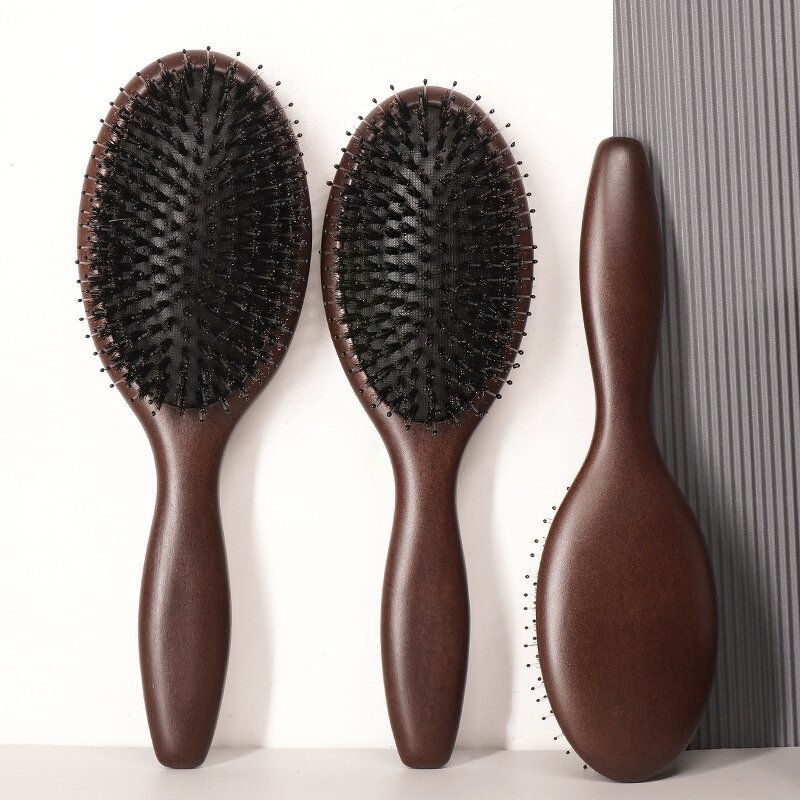Large Paddle Hairbrush - Portable Wooden Bristle Dry Hair Sustainable Tool