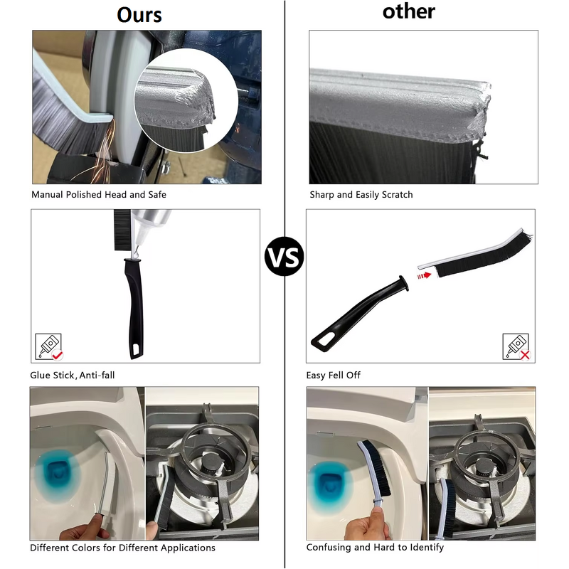 Crevice Cleaning Brush - 4Pcs Bristle Multifunctional Kitchen Bathroom Grout Tool