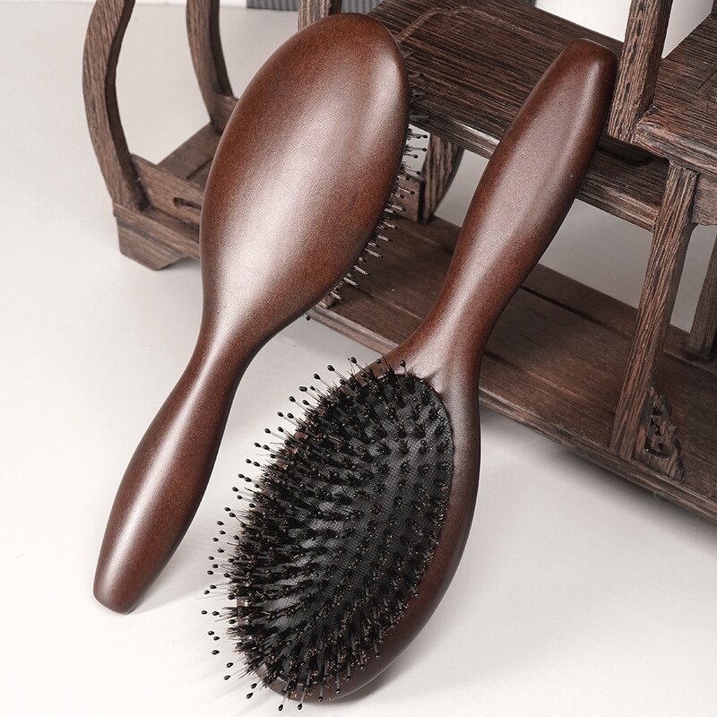 Large Paddle Hairbrush - Portable Wooden Bristle Dry Hair Sustainable Tool