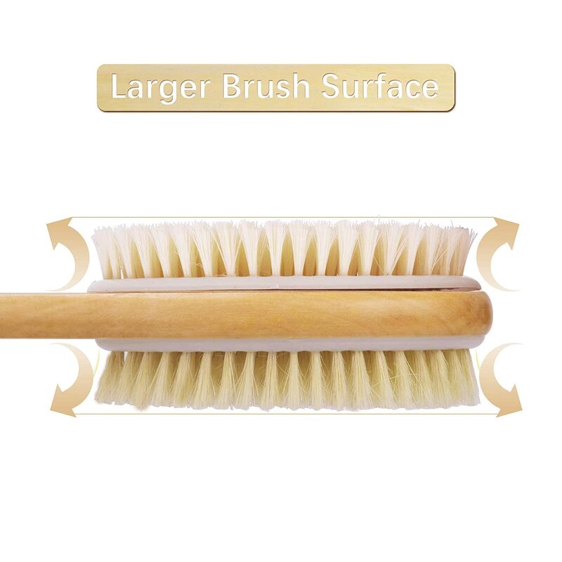 Bamboo Bath Brush - Boar Bristle Natural Soft Long Handle Shower Tool