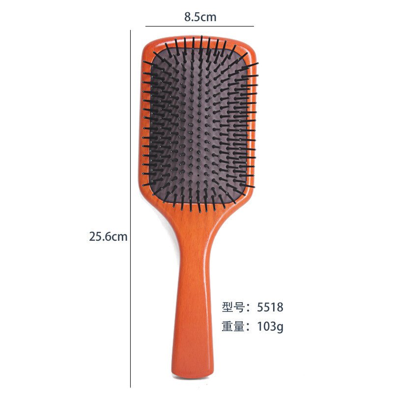 Wooden Paddle Hair Brush - Sustainable Nylon Bristle Detangling Scalp Massage Tool