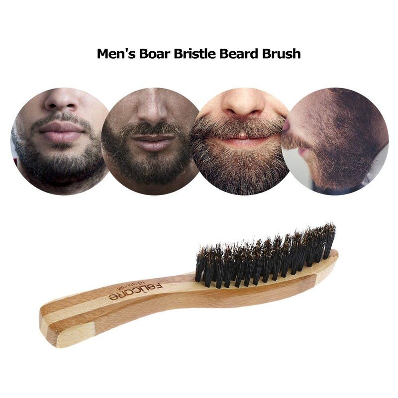 Beard Brush - Long Handle Double Color Boar Hair Bristel Men Grooming Tool