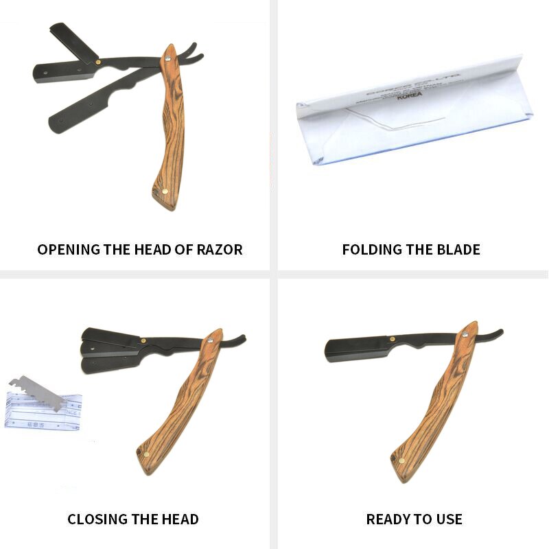 Straight Shaving Razor - Gold Private Label Sandalwood Stainless Steel Barber Tool