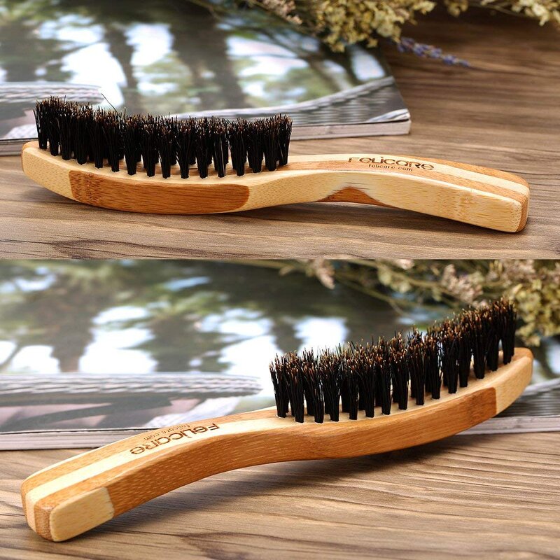 Beard Brush - Long Handle Double Color Boar Hair Bristel Men Grooming Tool