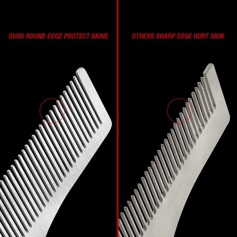 Steel Beard Comb - Laser Private Label Common Shaping Metal Grooming Tool
